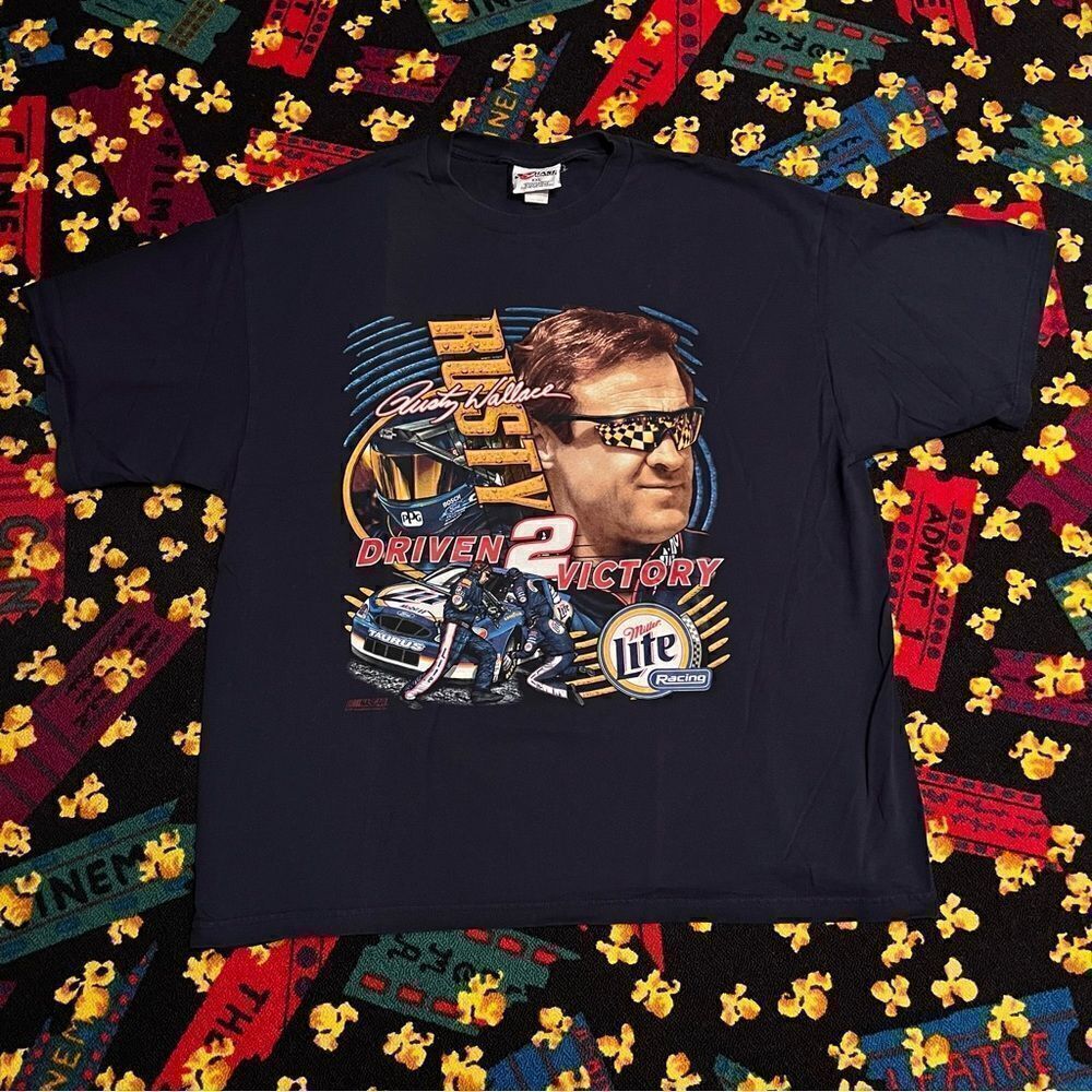 VTG Chase Authentics Rusty Wallace Driven 2 Victory Graphic Tee Shirt / Size XXL